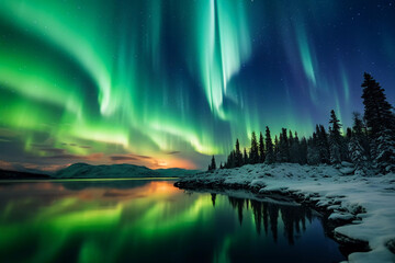 Aurora's Embrace Over Winter's Silence..