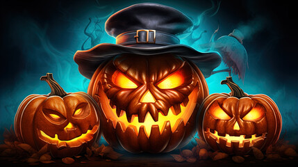 pumpkin, halloween, october, illustration, horror, event, lantern, party, night, poster, creepy, trick, ghost