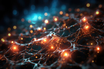 An intricate web of quantum particles, illustrating the complexity of quantum reality and its connection to consciousness. Generative Ai.