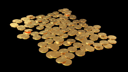Golden coins  for business economics finance 3d render illustration