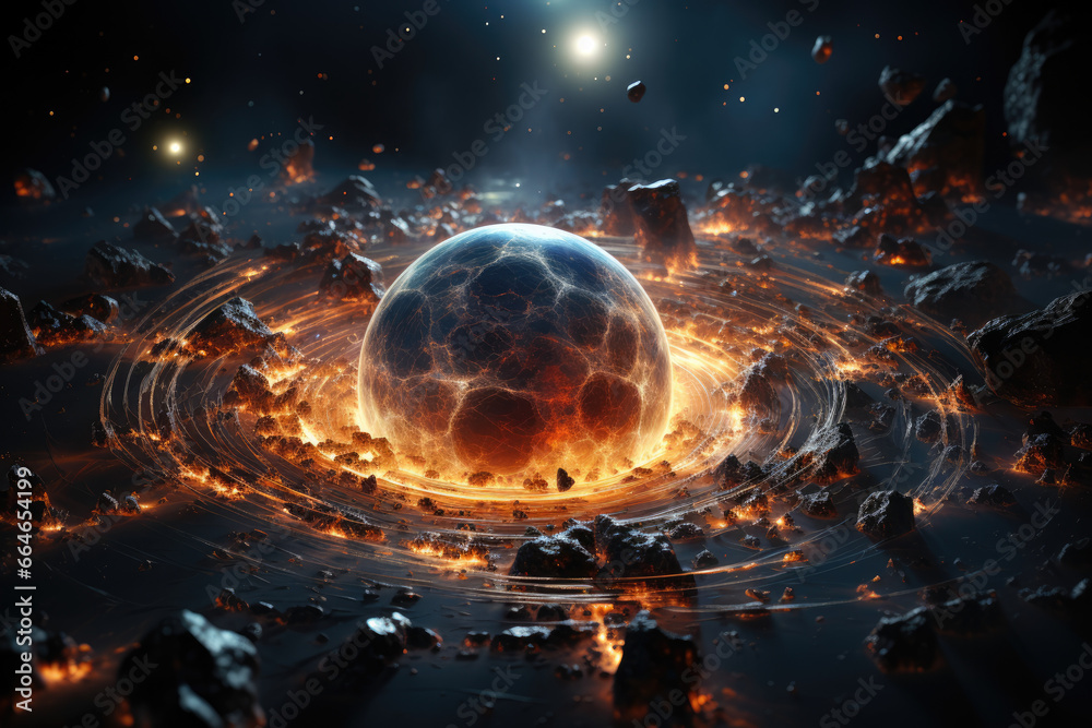 Aufkleber a depiction of a universe where matter exists in forms beyond our comprehension, pushing the boundar