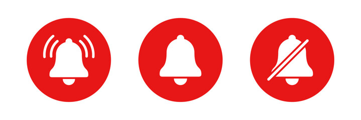 Red notification bell icon set