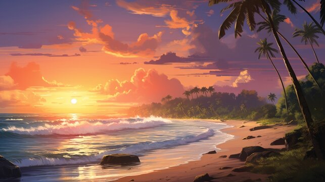 the soothing rhythm of waves rolling onto a palm-fringed beach, where the horizon seems endless, and time stands still. © Fahad
