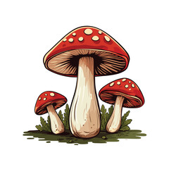 Hand Drawn Flat Color Mushroom Illustration