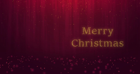 Image of merry christmas text on red background