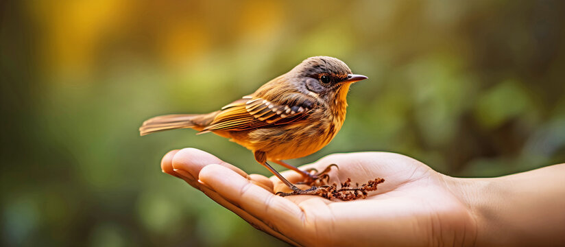 bird in hand.AI generated	