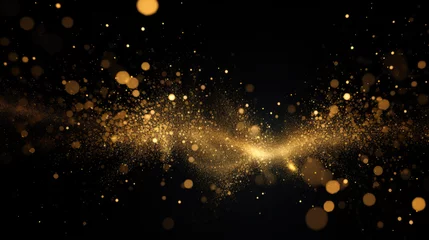 Fotobehang abstract background with golden particles on black background © Danny