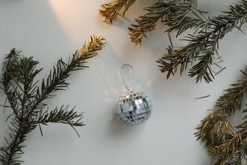 New Year and Christmas decorations on white background