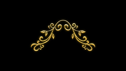 Golden gold ornament frame element cut out
