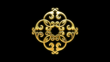 Golden gold ornament frame element cut out