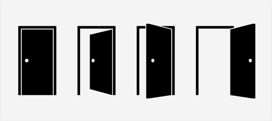 Door Icon Set For Mobile And Computer - Vector Icon, Illustration.