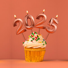 Candles number 2025 for happy new year - New years eve celebration