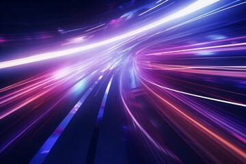 Abstract radiant light rays creating a dynamic sense of speed and movement in vibrant blue and pink hues