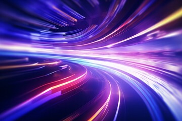 Abstract radiant light rays creating a dynamic sense of speed and movement in vibrant blue and pink hues