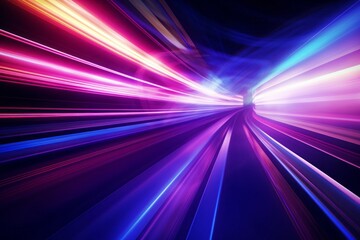 Abstract radiant light rays creating a dynamic sense of speed and movement in vibrant blue and pink hues