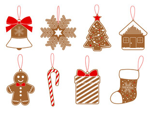 Icing Christmas Cookie Ornament Vector Icon Designs_Red