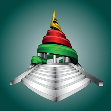 Monument of the reunification of Cameroon, with the colors of the national flag, yaounde