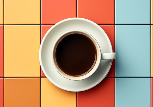 Colorful cup of coffee on the table. Coffee time. Ai generated