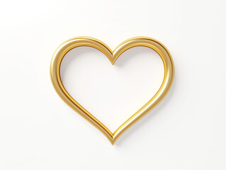 golden frame of heart, white background. Generative AI.