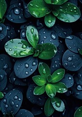 A close up of leaf with water drops