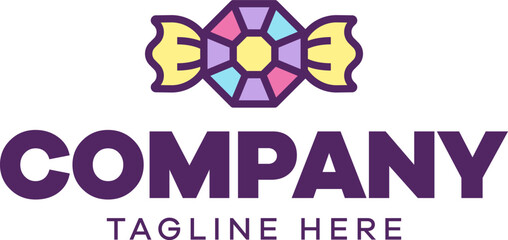 Logo design in the shape of a kite and candy for a candy store