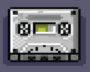 cassette tape 90s pixel art,pixelated vector cassette tape.