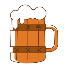 Isolated wooden beer mug icon with foam Vector