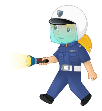 police officer walking with flashlight clip art preview