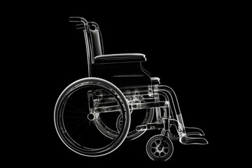 Wheelchair x-ray. Black background. Generative AI