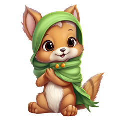 Cute Little Squirrel Wearing A Scarf Christmas Clipart Illustration