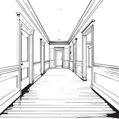 empty house scene coloring page