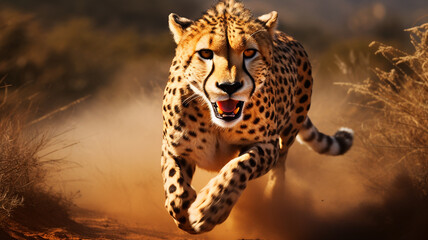 leopard running through the grass