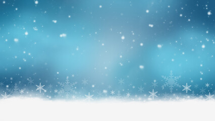 Christmas snow winter background with falling snowflakes.