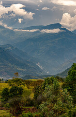 natural landscapes, in Colombian mountains, the great central mountain range of America and its beautiful landscapes and country houses