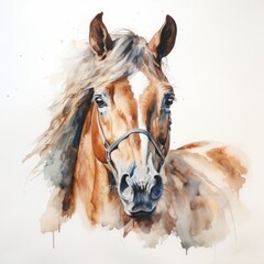 wild horses, opaque watercolor, concept: wild nature, freedom