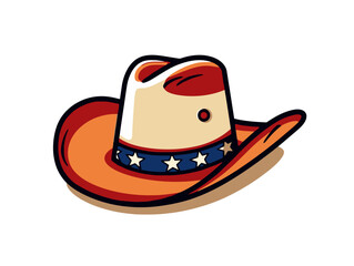 Doodle Cowboy hat with Oklahoma flag, cartoon sticker, sketch, vector, Illustration, minimalistic