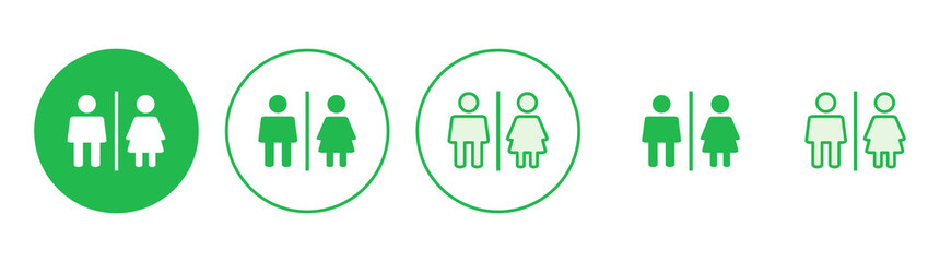 Toilet icon set. restrooms icon vector. bathroom sign. wc, lavatory