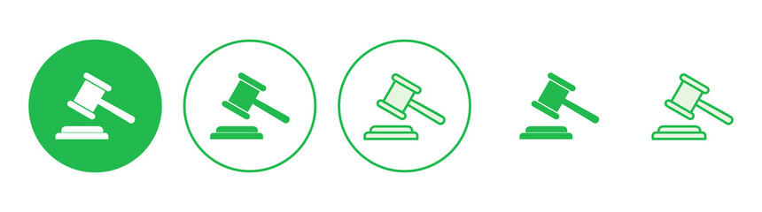 Gavel icon set. judge gavel icon vector. law icon vector. auction hammer