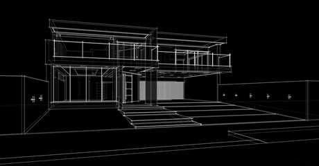 house building sketch architectural 3d illustration