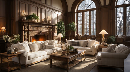 Traditional formal living room with elegant furniture