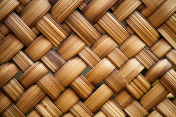 A Captivating Macro Close-Up Unfolds: Intricate Woven Patterns of Bamboo Matting Showcase the Beauty and Craftsmanship of Sustainable Interior Decor.