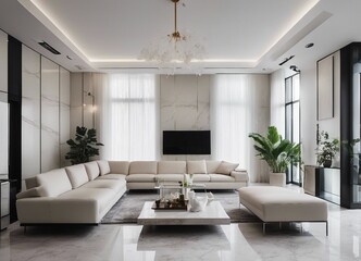 Fototapeta na wymiar Elegant residence interior minimalist atmosphere Beautiful decorated furniture