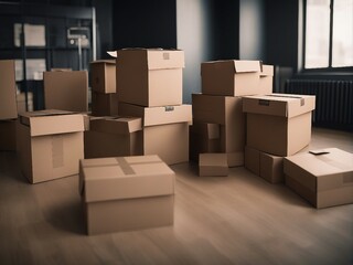 Stock warehouse of cardboard boxes for e-commerce