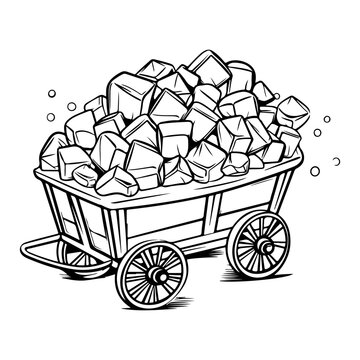 recommend clip art: Mine cart vector, diamond wagon kit, golden nuggets carriage, gold coal game trolley 
                    illustration. Mountain industry equipment, iron wheel, crystal stone, mining transportation. Mine cart clipart, Ge
