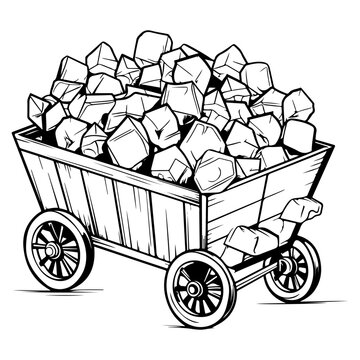 recommend clip art: Mine cart vector, diamond wagon kit, golden nuggets carriage, gold coal game trolley 
                    illustration. Mountain industry equipment, iron wheel, crystal stone, mining transportation. Mine cart clipart, Ge