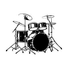 Obraz na płótnie Canvas Drum vector. Vector illustration of a musical instrument, silhouette drum set vector isolated on white background. , Generative Ai.