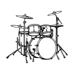 Fototapeta na wymiar Drum vector. Vector illustration of a musical instrument, silhouette drum set vector isolated on white background. , Generative Ai.