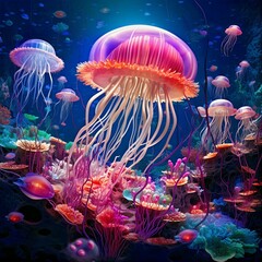 Fototapeta na wymiar Jellyfish Ecosystem