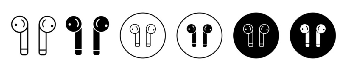 Air pod or earbud icon set. Wireless ear pod vector sign in line style - obrazy, fototapety, plakaty