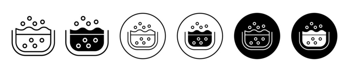 Jacuzzi tub icon set. Bathtub shower vector sign. Hot water shower in bath tub or jacuzzi symbol sign. - obrazy, fototapety, plakaty